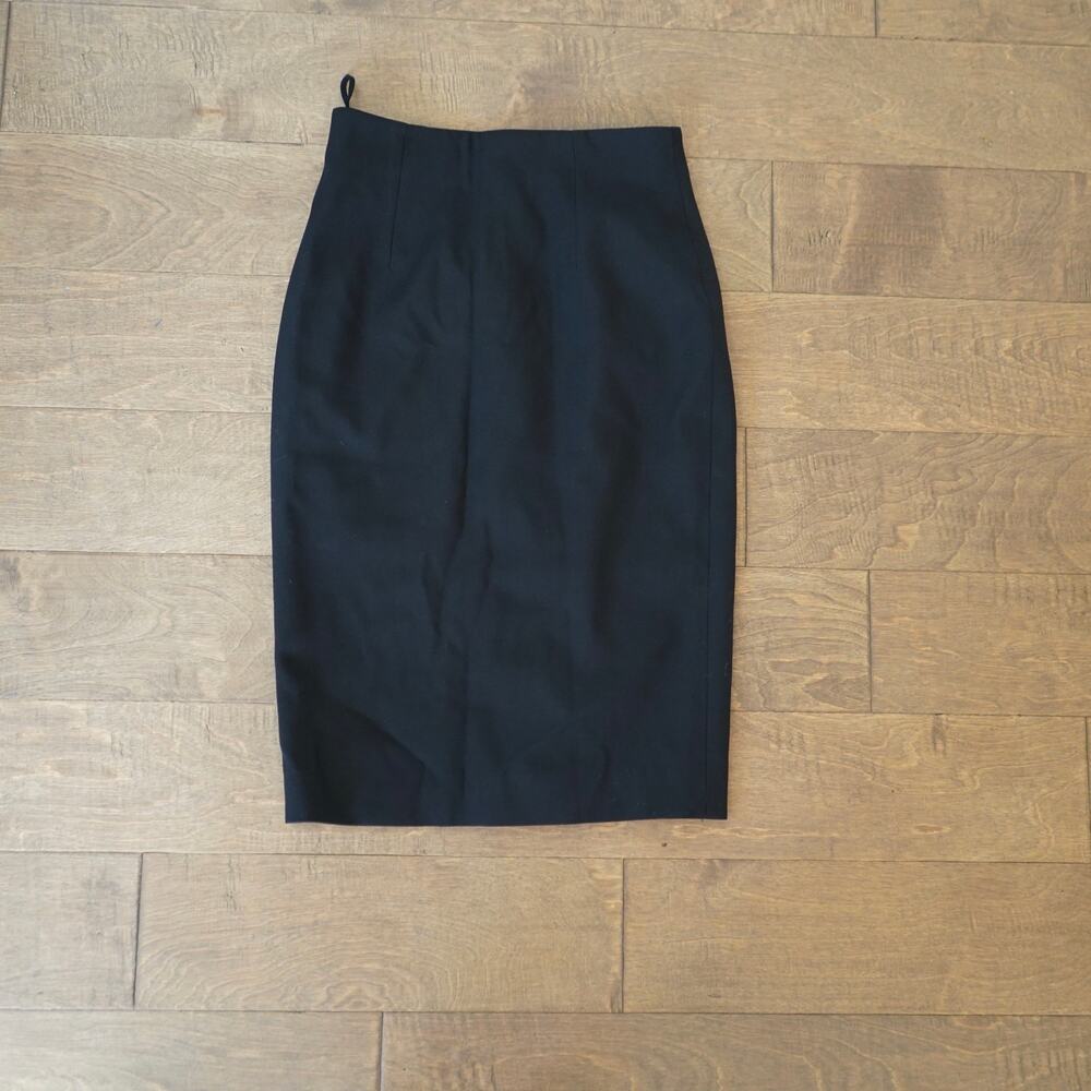 Alexander McQueen Black Virgin Wool Silk Lined Pencil Skirt Size 38 Italy 2/4